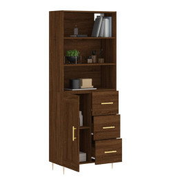 Buffet haut Chêne marron 69,5x34x180 cm Bois d'ingénierie
