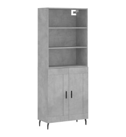 Buffet haut Gris béton 69,5x34x180 cm Bois d'ingénierie