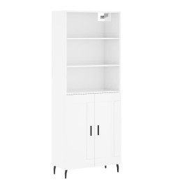 Buffet haut Blanc brillant 69,5x34x180 cm Bois d'ingénierie
