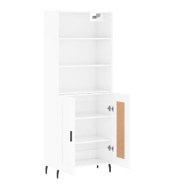 Buffet haut Blanc brillant 69,5x34x180 cm Bois d'ingénierie