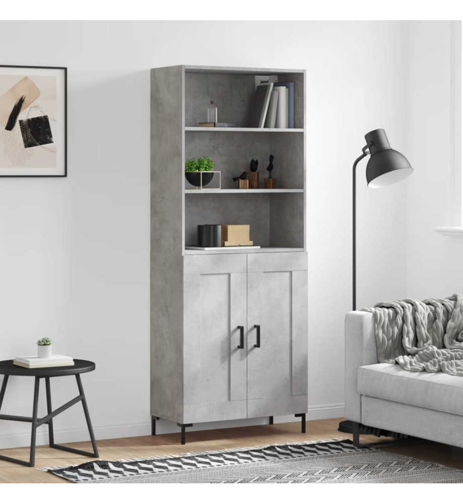 Buffet haut Gris béton 69,5x34x180 cm Bois d'ingénierie Buffet haut Gris béton 69,5x34x180 cm Bois d'ingénierie
