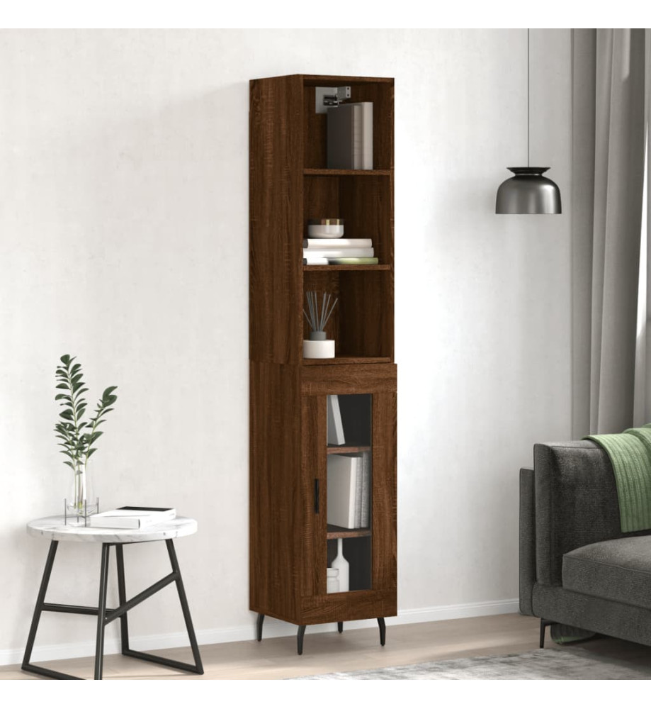 Buffet haut Chêne marron 34,5x34x180 cm Bois d'ingénierie Buffet haut Chêne marron 34,5x34x180 cm Bois d'ingénierie
