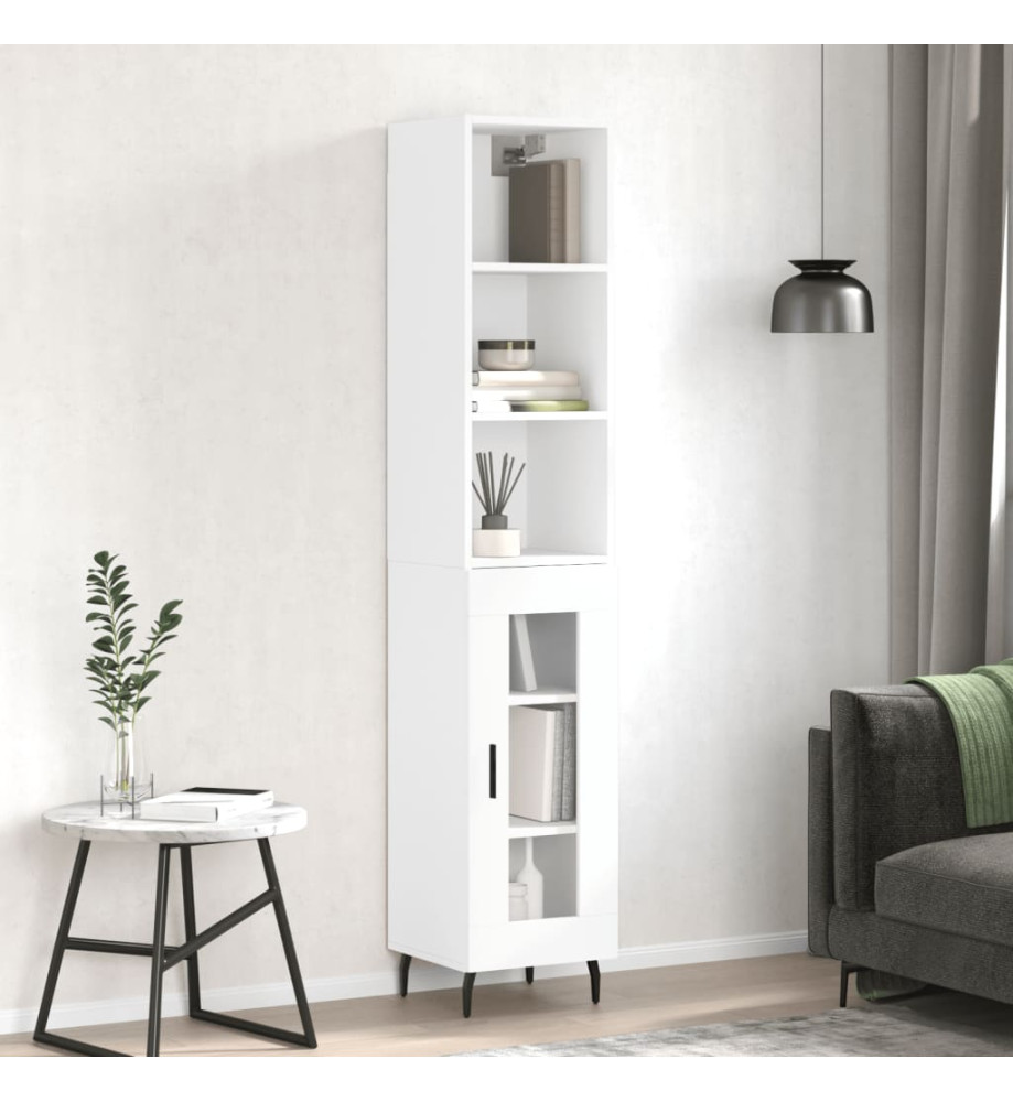 Buffet haut Blanc 34,5x34x180 cm Bois d'ingénierie Buffet haut Blanc 34,5x34x180 cm Bois d'ingénierie
