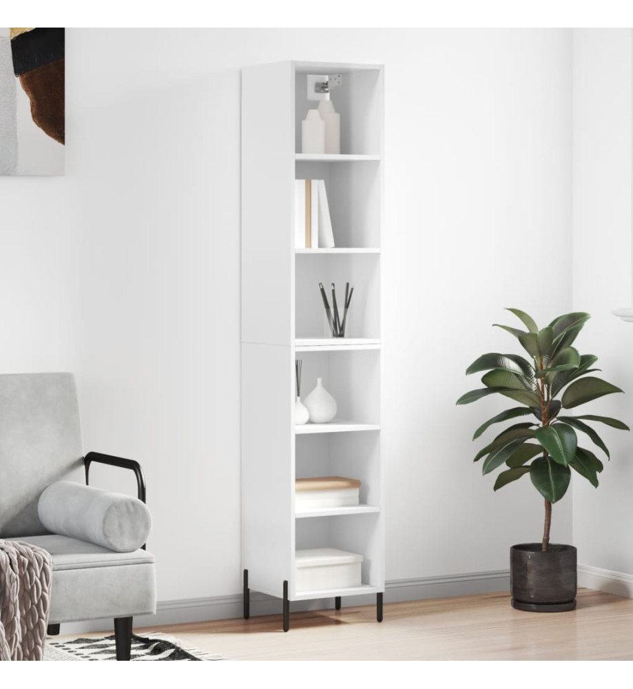 Buffet haut Blanc brillant 34,5x32,5x180 cm Bois d'ingénierie Buffet haut Blanc brillant 34,5x32,5x180 cm Bois d'ingénierie