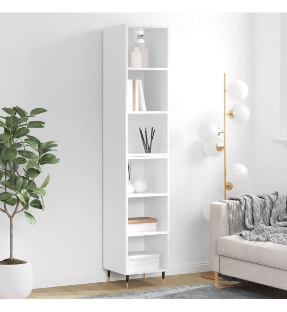 Buffet haut Blanc brillant 34,5x32,5x180 cm Bois d'ingénierie Buffet haut Blanc brillant 34,5x32,5x180 cm Bois d'ingénierie