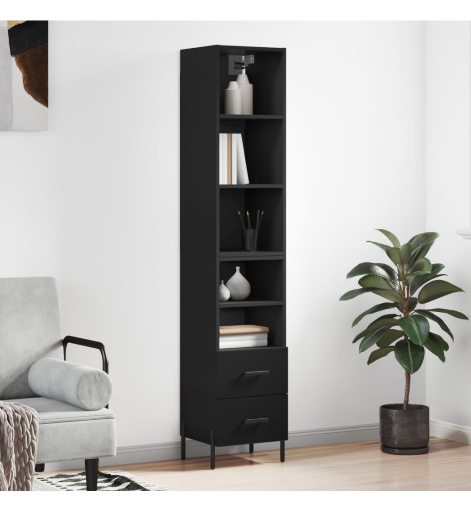 Buffet haut Noir 34,5x34x180 cm Bois d'ingénierie Buffet haut Noir 34,5x34x180 cm Bois d'ingénierie