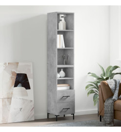 Buffet haut Gris béton 34,5x34x180 cm Bois d'ingénierie