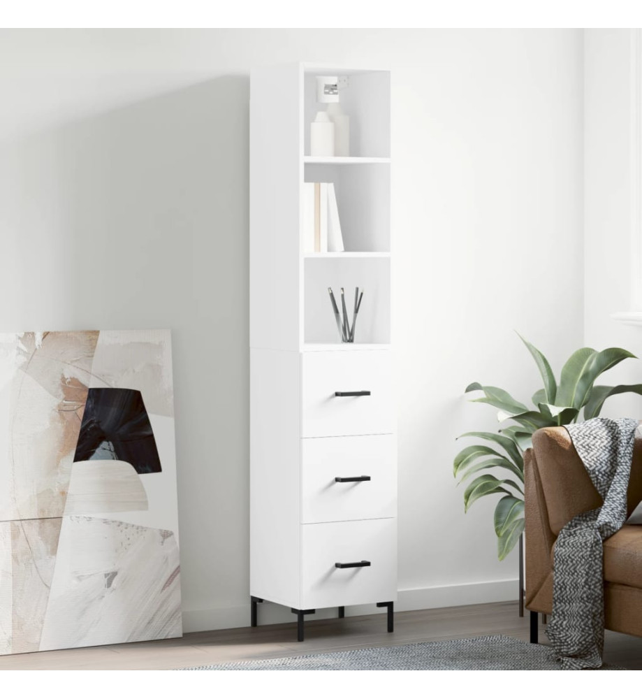 Buffet haut Blanc 34,5x34x180 cm Bois d'ingénierie Buffet haut Blanc 34,5x34x180 cm Bois d'ingénierie