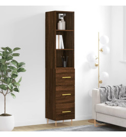 Buffet haut Chêne marron 34,5x34x180 cm Bois d'ingénierie