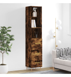 Buffet haut Chêne fumé 34,5x34x180 cm Bois d'ingénierie