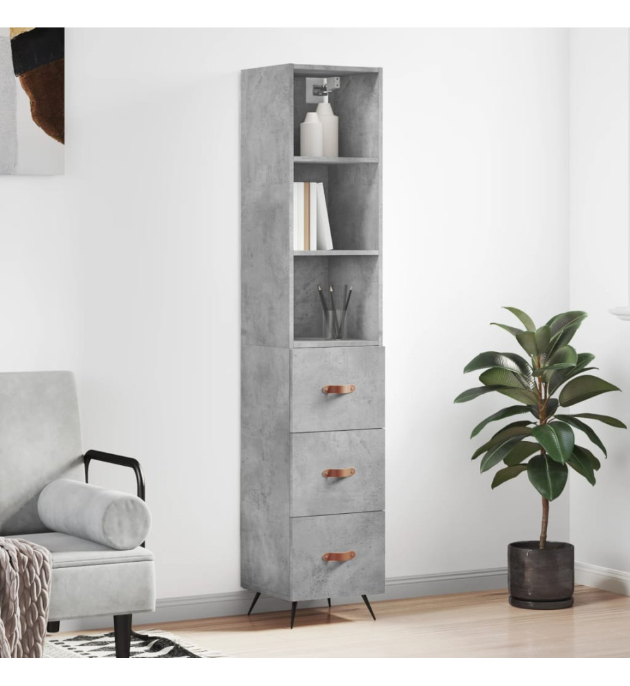 Buffet haut Gris béton 34,5x34x180 cm Bois d'ingénierie Buffet haut Gris béton 34,5x34x180 cm Bois d'ingénierie