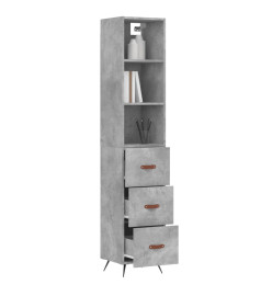 Buffet haut Gris béton 34,5x34x180 cm Bois d'ingénierie