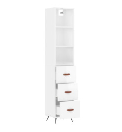 Buffet haut Blanc brillant 34,5x34x180 cm Bois d'ingénierie