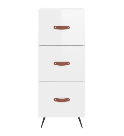 Buffet haut Blanc brillant 34,5x34x180 cm Bois d'ingénierie