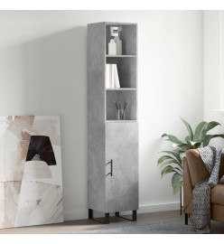 Buffet haut Gris béton 34,5x34x180 cm Bois d'ingénierie