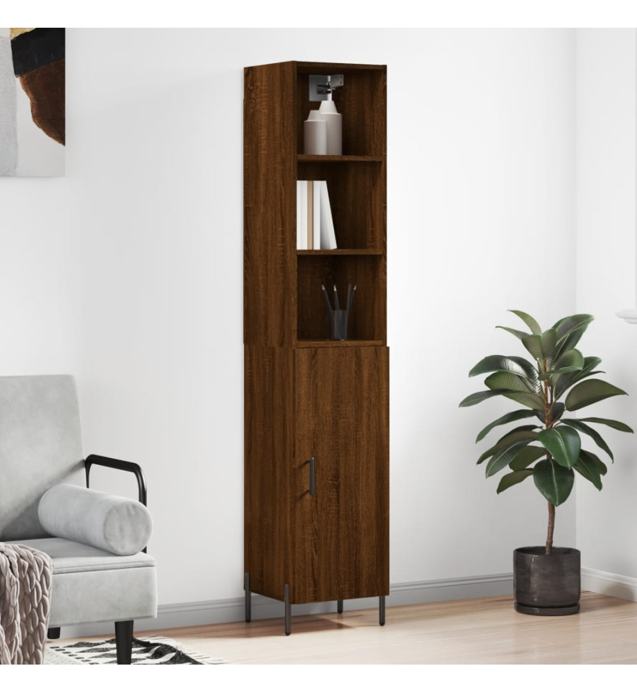 Buffet haut Chêne marron 34,5x34x180 cm Bois d'ingénierie Buffet haut Chêne marron 34,5x34x180 cm Bois d'ingénierie