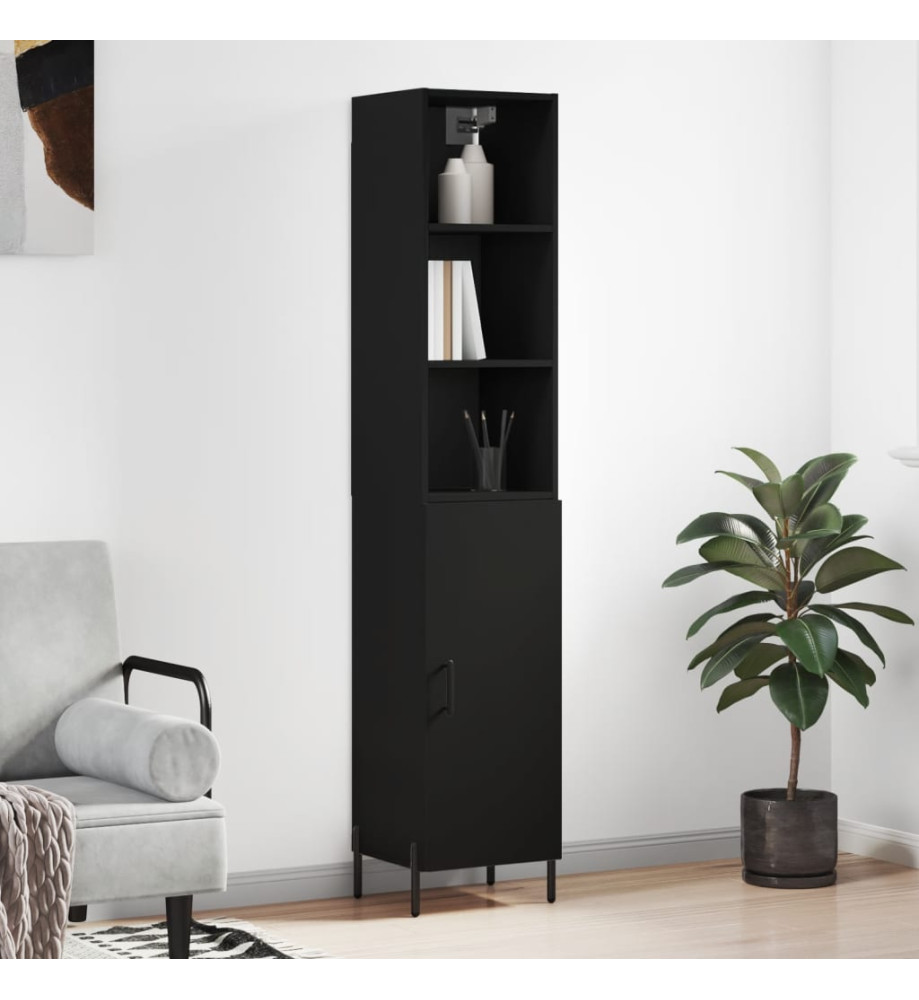 Buffet haut Noir 34,5x34x180 cm Bois d'ingénierie Buffet haut Noir 34,5x34x180 cm Bois d'ingénierie