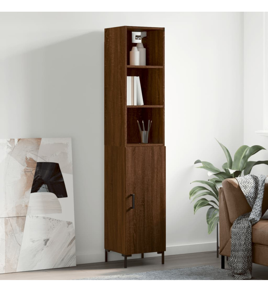 Buffet haut Chêne marron 34,5x34x180 cm Bois d'ingénierie Buffet haut Chêne marron 34,5x34x180 cm Bois d'ingénierie