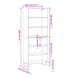 Buffet chêne marron 69,5x32,5x180 cm bois d'ingénierie