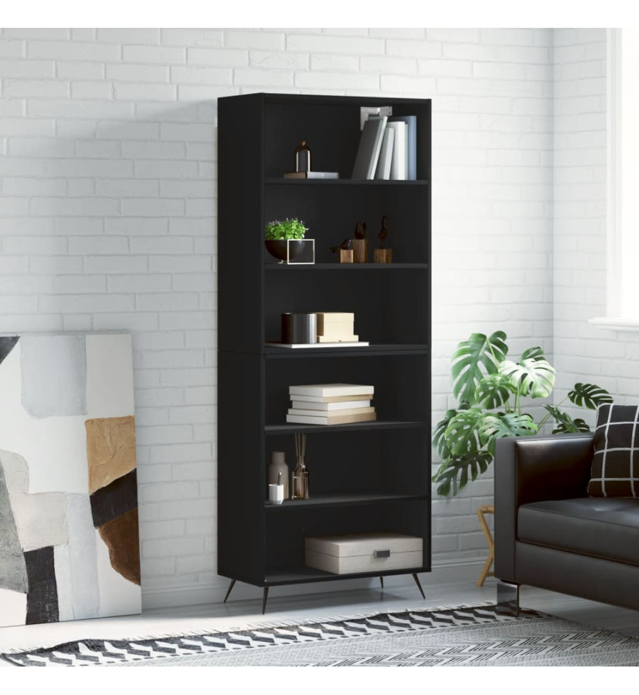 Buffet noir 69,5x32,5x180 cm bois d'ingénierie Buffet noir 69,5x32,5x180 cm bois d'ingénierie