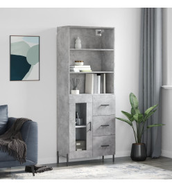 Buffet haut Gris béton 69,5x34x180 cm Bois d'ingénierie
