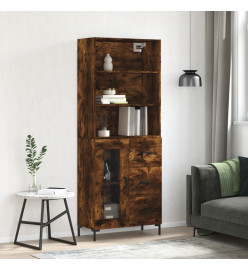 Buffet haut Chêne fumé 69,5x34x180 cm Bois d'ingénierie