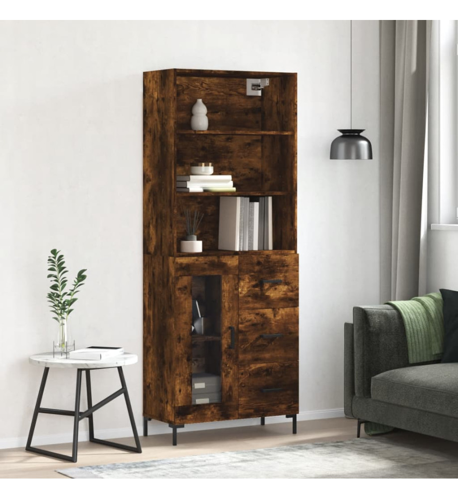 Buffet haut Chêne fumé 69,5x34x180 cm Bois d'ingénierie Buffet haut Chêne fumé 69,5x34x180 cm Bois d'ingénierie