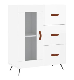Buffet haut Blanc brillant 69,5x34x180 cm Bois d'ingénierie