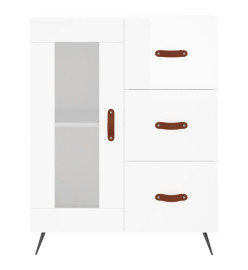 Buffet haut Blanc brillant 69,5x34x180 cm Bois d'ingénierie