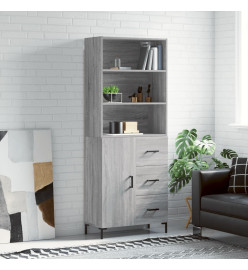 Buffet haut Sonoma gris 69,5x34x180 cm Bois d'ingénierie
