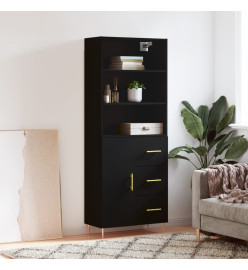 Buffet haut Noir 69,5x34x180 cm Bois d'ingénierie