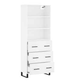 Buffet haut Blanc brillant 69,5x34x180 cm Bois d'ingénierie