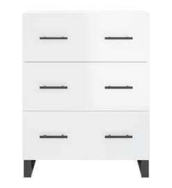 Buffet haut Blanc brillant 69,5x34x180 cm Bois d'ingénierie