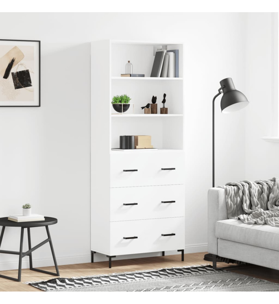 Buffet haut Blanc 69,5x34x180 cm Bois d'ingénierie Buffet haut Blanc 69,5x34x180 cm Bois d'ingénierie