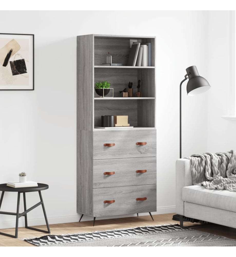 Buffet haut Sonoma gris 69,5x34x180 cm Bois d'ingénierie Buffet haut Sonoma gris 69,5x34x180 cm Bois d'ingénierie