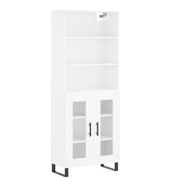Buffet haut Blanc brillant 69,5x34x180 cm Bois d'ingénierie