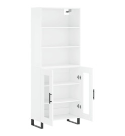 Buffet haut Blanc brillant 69,5x34x180 cm Bois d'ingénierie