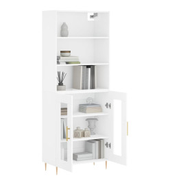 Buffet haut Blanc brillant 69,5x34x180 cm Bois d'ingénierie