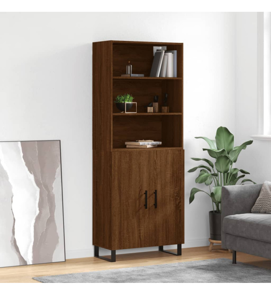 Buffet haut Chêne marron 69,5x34x180 cm Bois d'ingénierie Buffet haut Chêne marron 69,5x34x180 cm Bois d'ingénierie