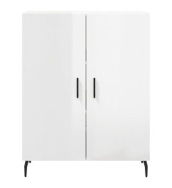 Buffet haut Blanc brillant 69,5x34x180 cm Bois d'ingénierie