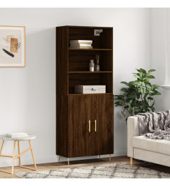 Buffet haut Chêne marron 69,5x34x180 cm Bois d'ingénierie