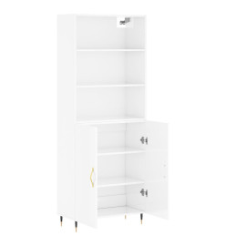Buffet haut Blanc brillant 69,5x34x180 cm Bois d'ingénierie