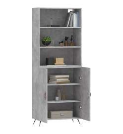 Buffet haut Gris béton 69,5x34x180 cm Bois d'ingénierie