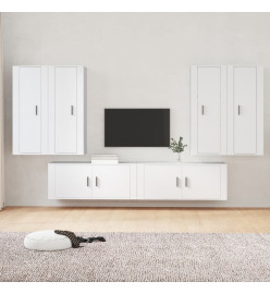 Ensemble de meubles TV 6 pcs Blanc Bois d'ingénierie