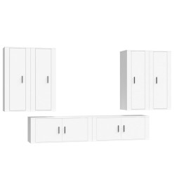 Ensemble de meubles TV 6 pcs Blanc Bois d'ingénierie