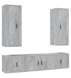 Ensemble de meubles TV 5 pcs Gris béton Bois d'ingénierie