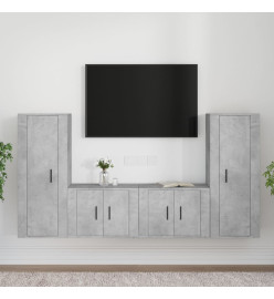 Ensemble de meubles TV 4 pcs Gris béton Bois d'ingénierie