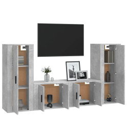 Ensemble de meubles TV 4 pcs Gris béton Bois d'ingénierie