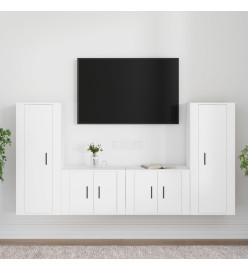 Ensemble de meubles TV 4 pcs Blanc Bois d'ingénierie