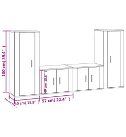 Ensemble de meubles TV 4 pcs Blanc Bois d'ingénierie